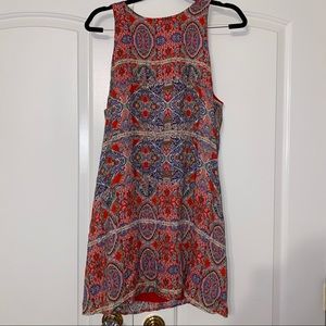 flowy high neck multicolored dress